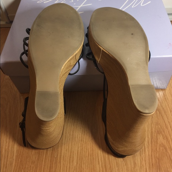 Black and brown wedge sandal heel - Picture 4 of 7