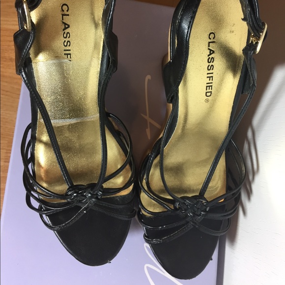 Black and brown wedge sandal heel - Picture 6 of 7