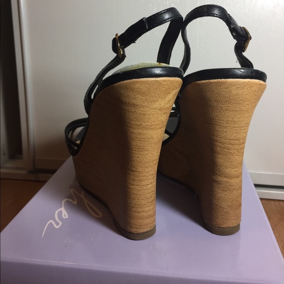 Black and brown wedge sandal heel - Picture 7 of 7