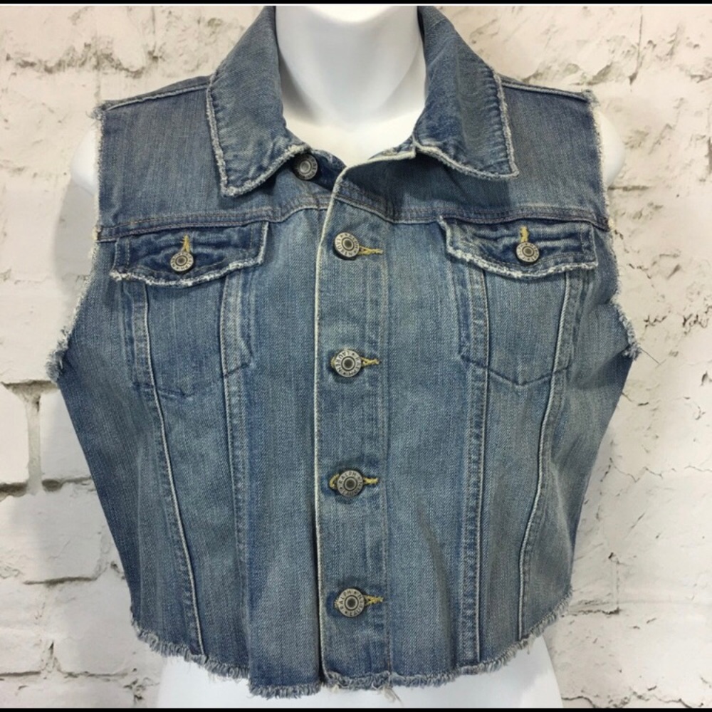 Ralph Lauren distressed jean cropped vest