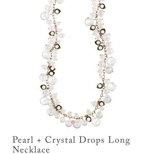 Pearl + Crystal Drops Long Necklace