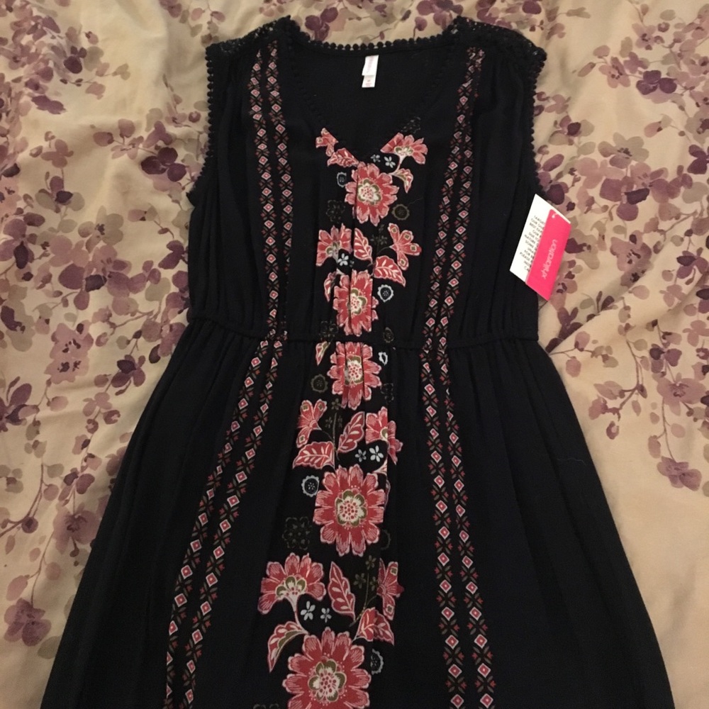 Navy and pink floral maxi dress