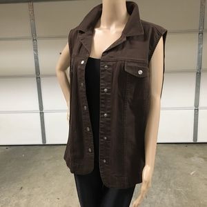 CJ Banks brown snap denim vest size 2X