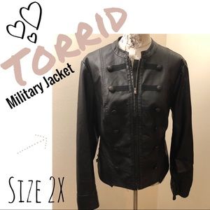 🎀 Plus Size Faux Leather Military Jacket 🎀