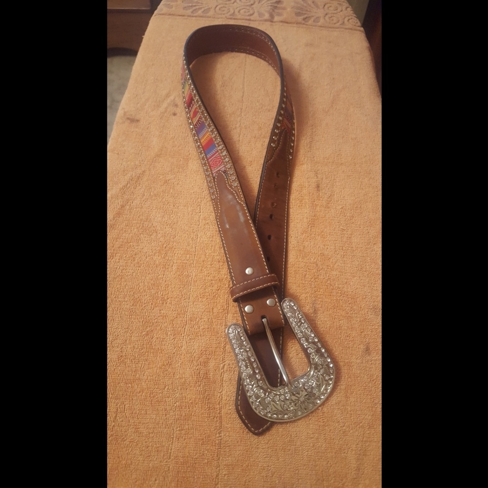 Dark Tan Leather Western Belt