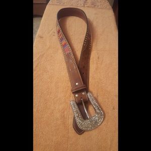 Dark Tan Leather Western Belt