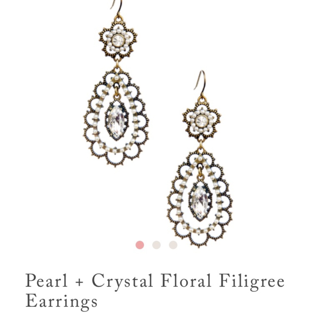 Pearl + Crystal Floral Filigree Earrings