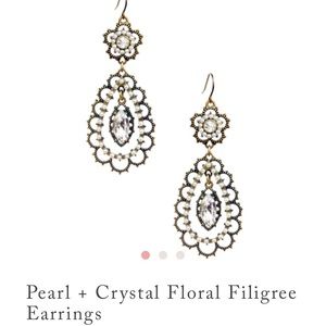 Pearl + Crystal Floral Filigree Earrings