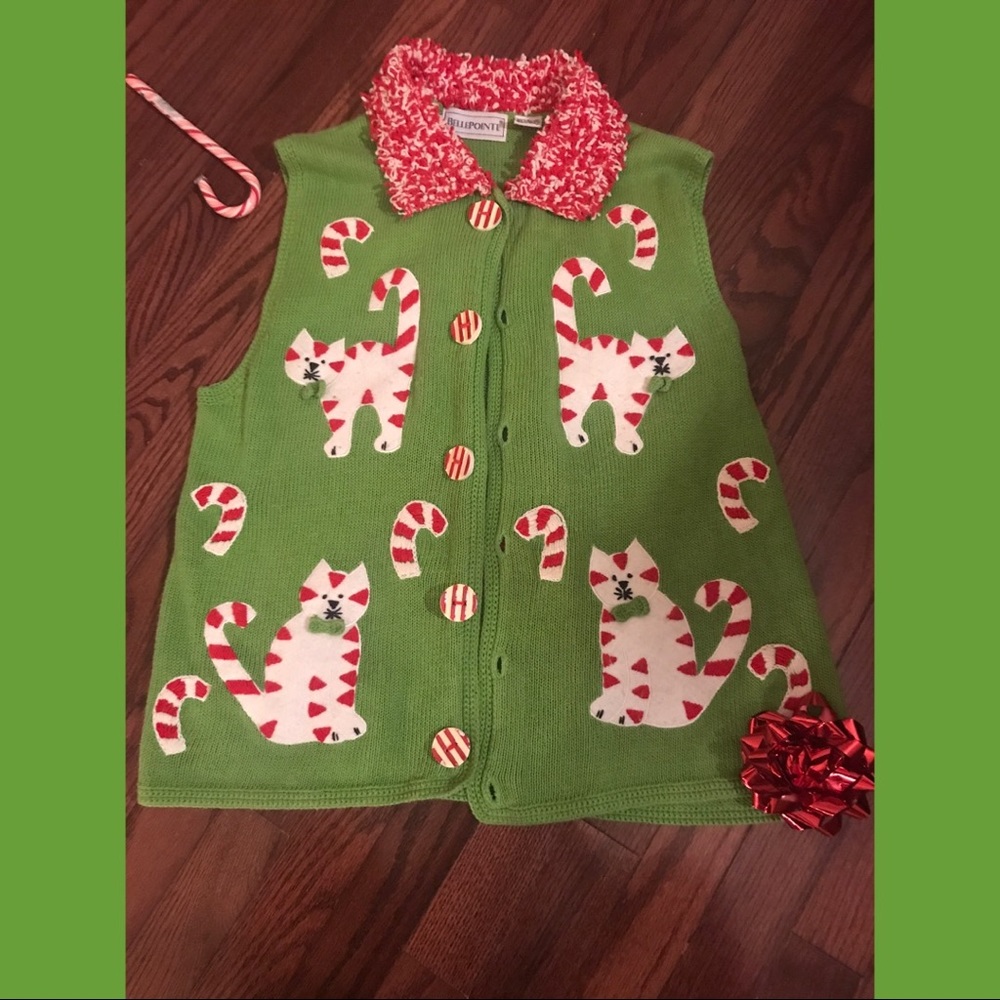 Adorable peppermint kitty Christmas vest