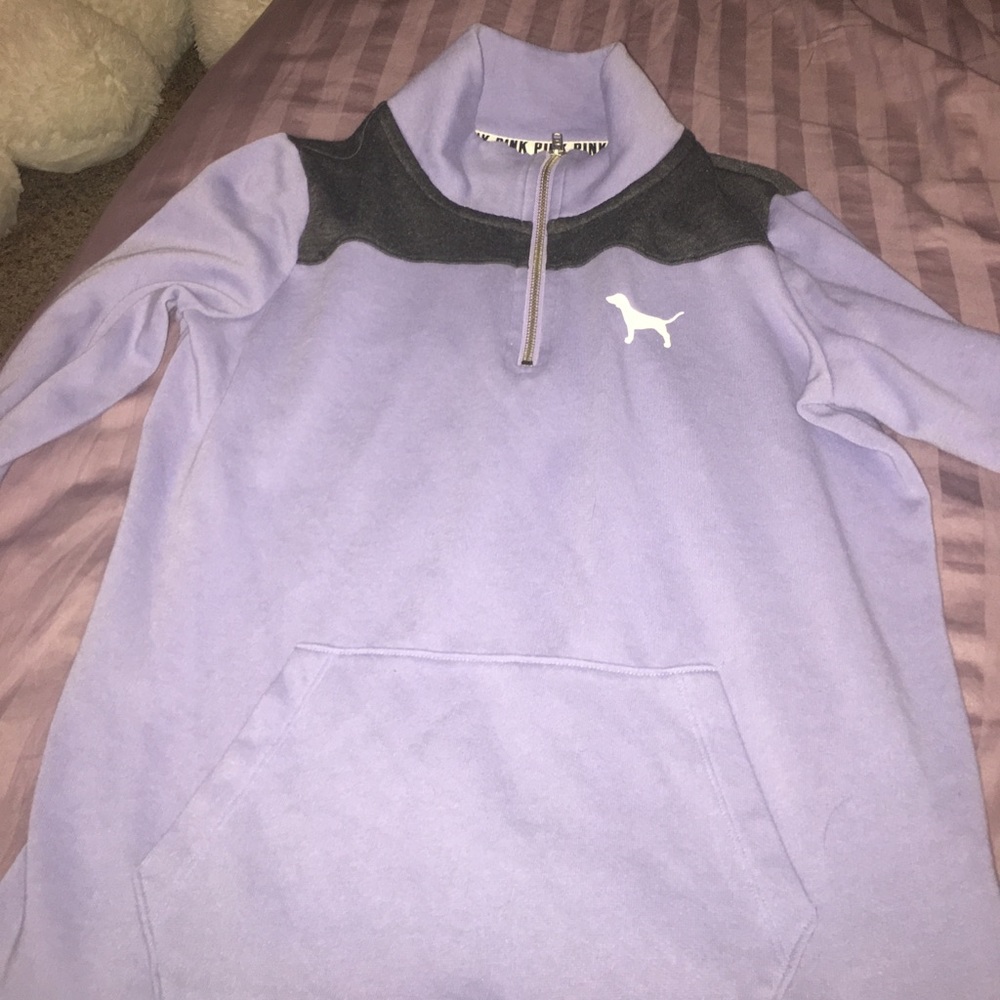 A Quarter-Zip pink sweatshirt