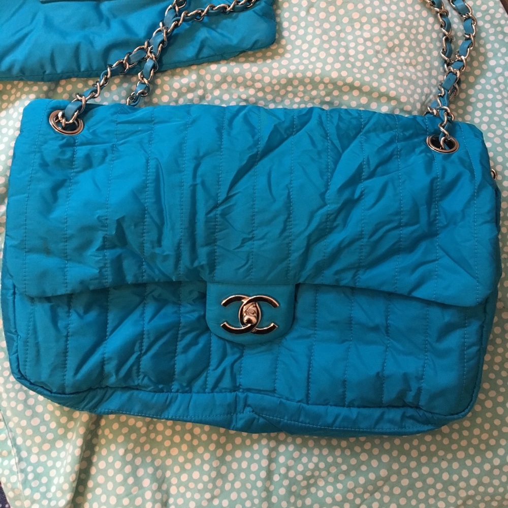 Chanel Turquoise/Blue Packable Jumbo Flap, RARE