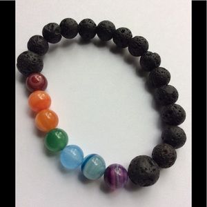 Chakra balancing bracelet with agate stones & Lava