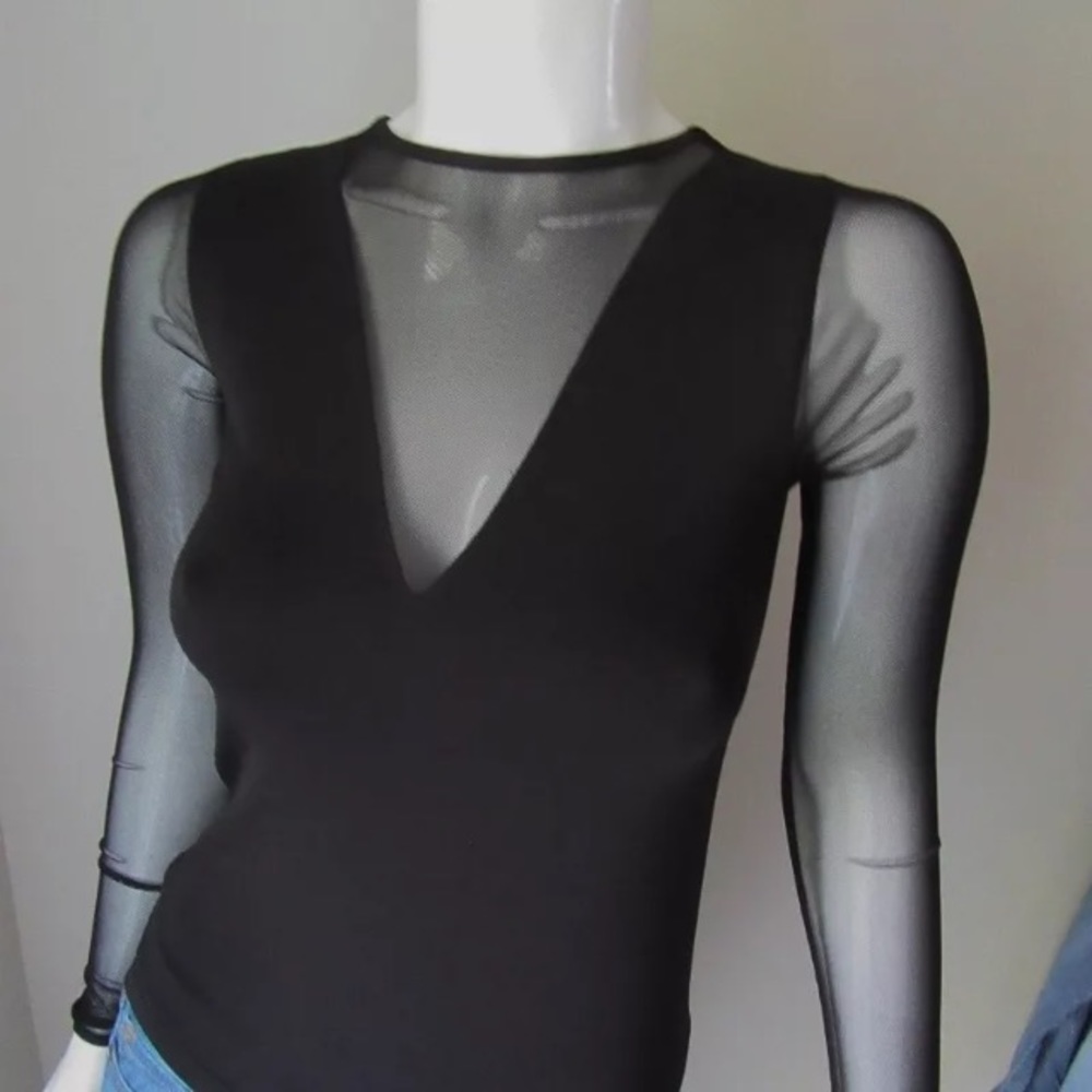 💕SOLD💕FREE PEOPLE INTIMATELY BLACK VANTAGE MESH - Picture 4 of 8