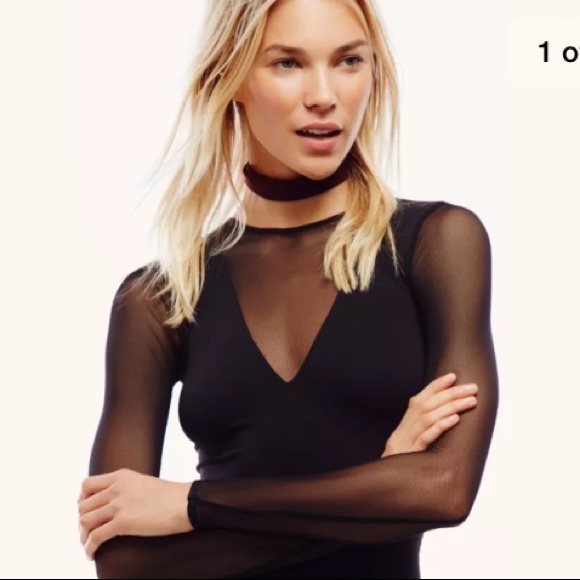 💕SOLD💕FREE PEOPLE INTIMATELY BLACK VANTAGE MESH - Picture 2 of 8