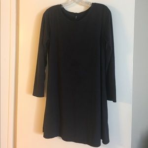 Long sleeved suede navy blue dress