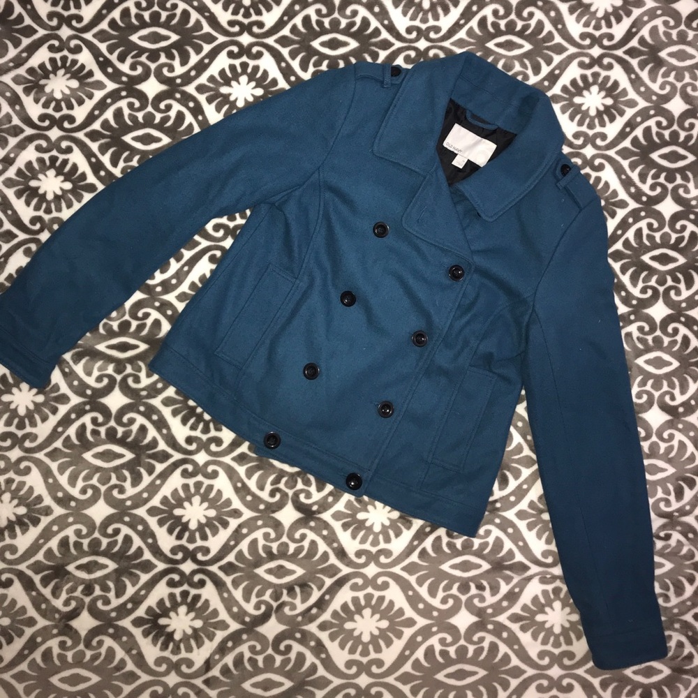 Wool Peacoat MEDIUM teal