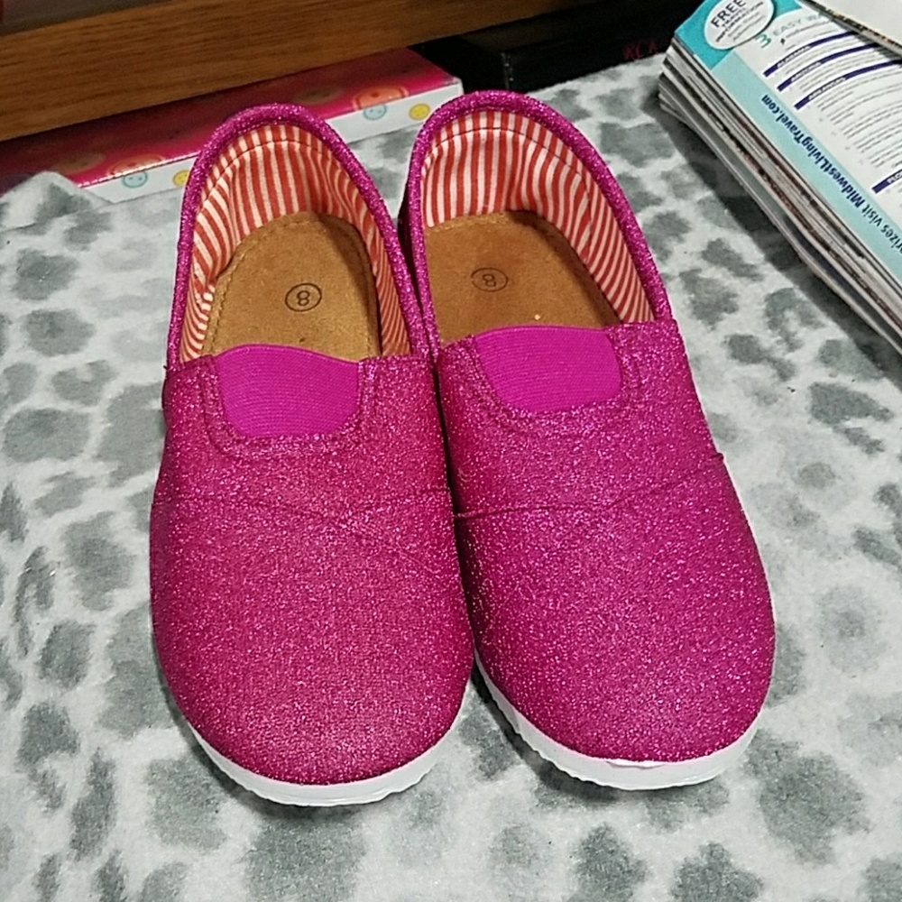 pink glitter flats