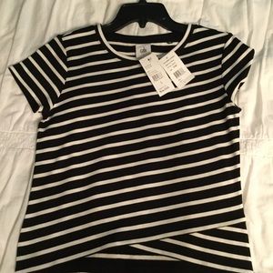 NWT CAbi Crop Top Striped Tee SZ S (H-12) OR