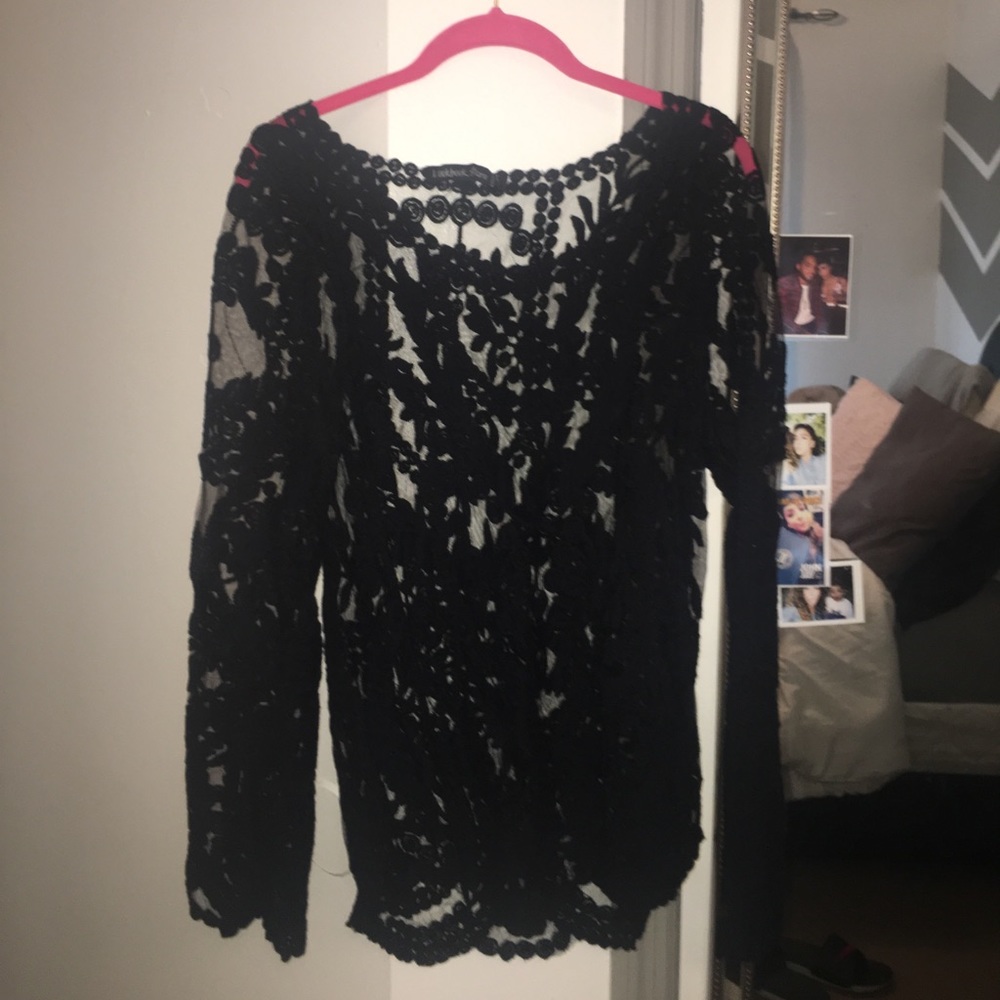 Black net lace shirt
