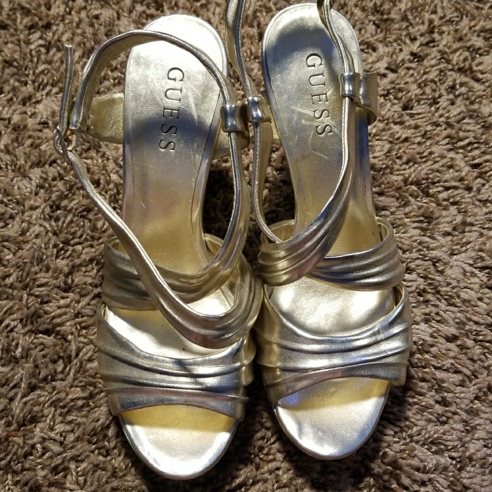 Guess Strappy Gold Heels