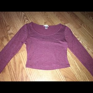 Long Sleeve Maroon Crop Top