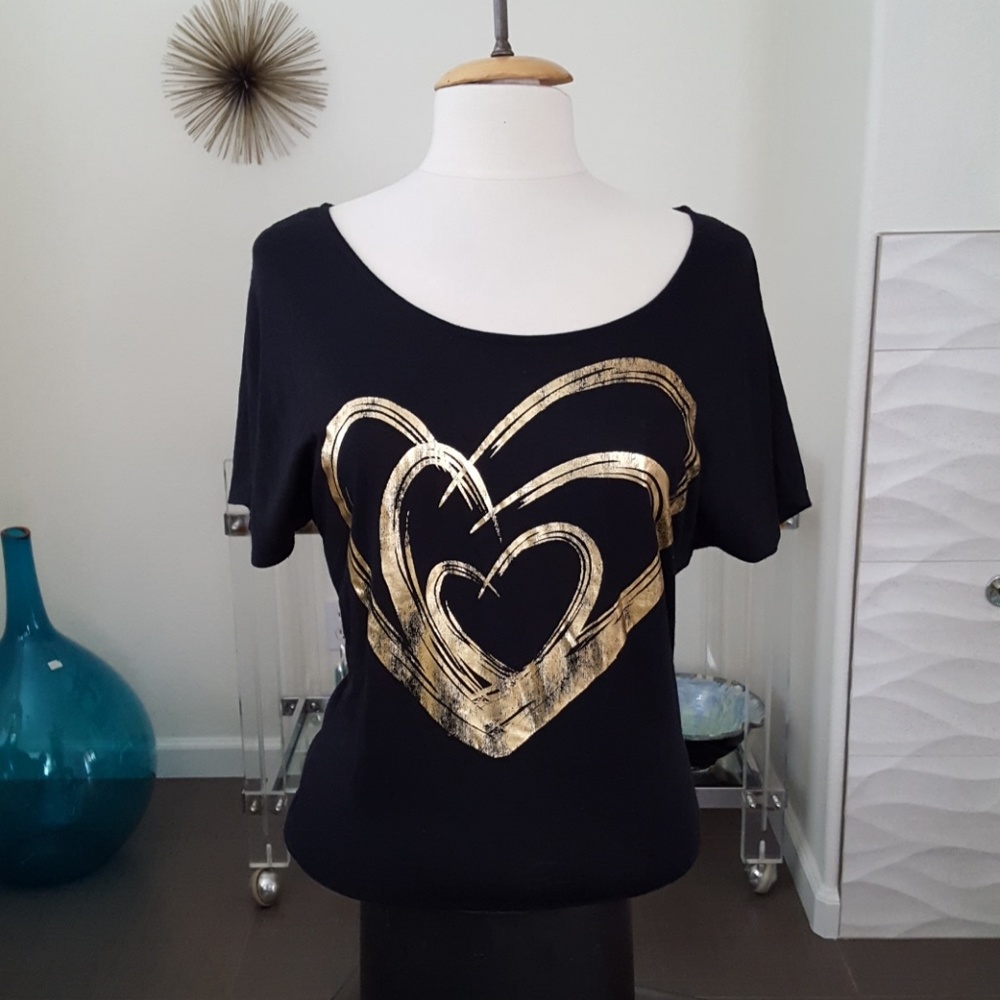 Black & Gold Fun Fashion Tee S
