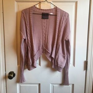 Anthropologie pink cropped cardigan.