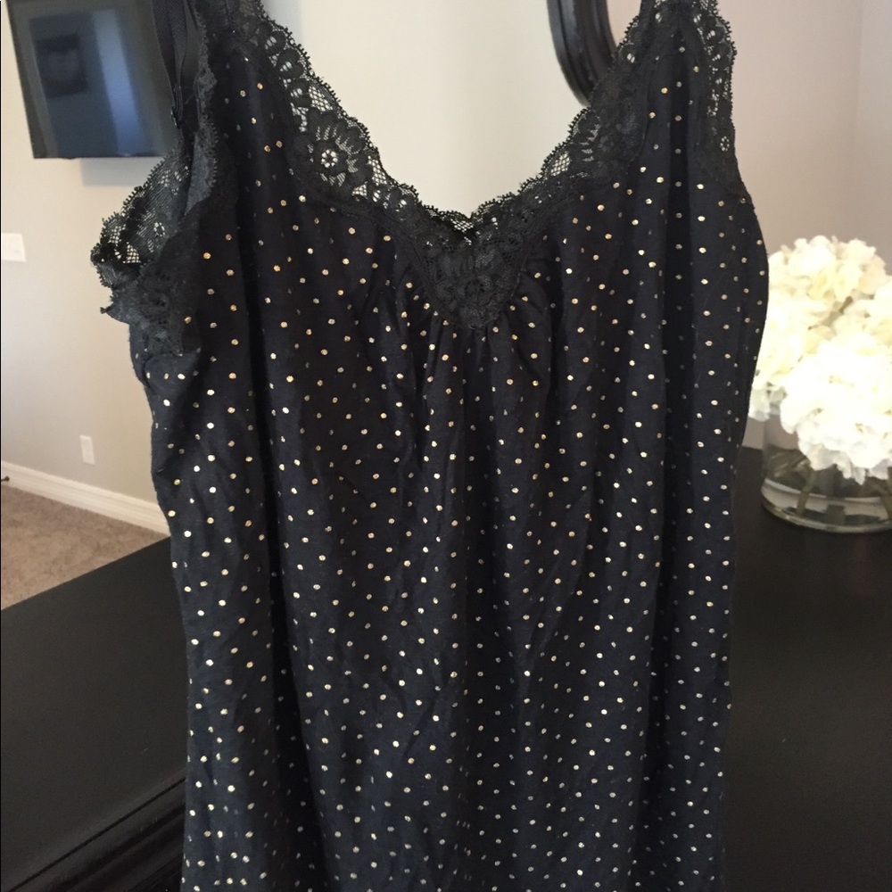 Black with gold polka dots cami