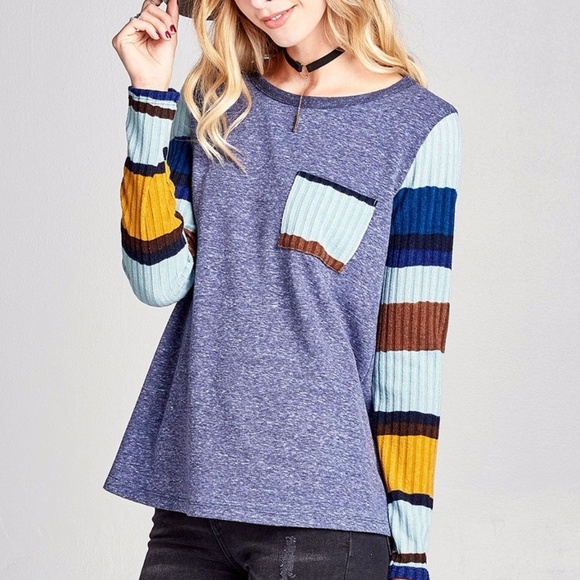 Striped long sleeve ribbed top - Picture 3 of 7