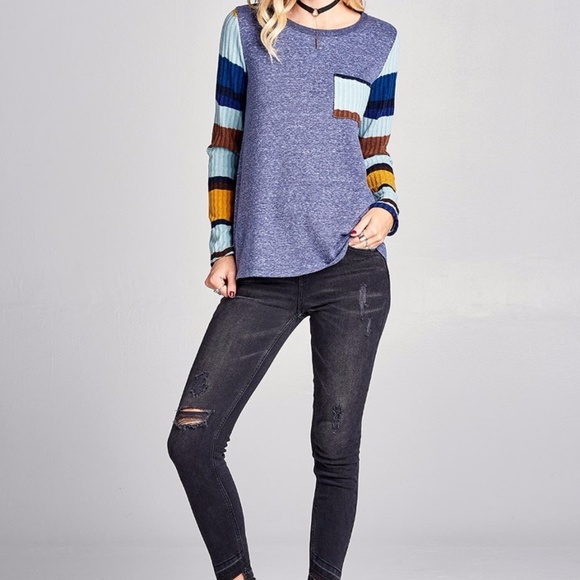 Striped long sleeve ribbed top - Picture 6 of 7