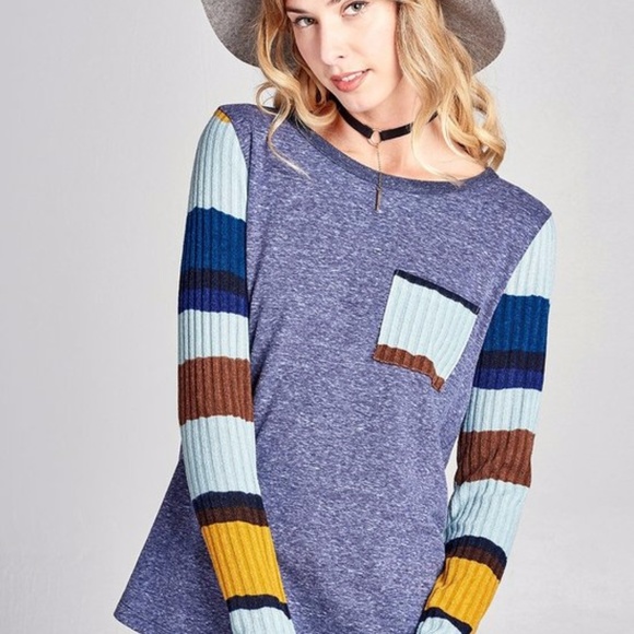 Striped long sleeve ribbed top - Picture 2 of 7