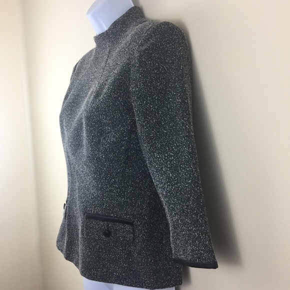 Talbots Petites Tweed Faux Leather Trim Top Pocket - Picture 3 of 8