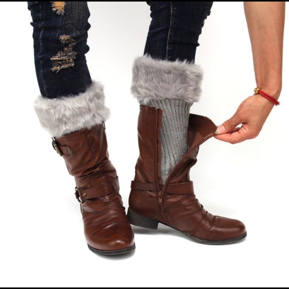 🔴50% OFF 2HRS ONLY BLACK FAUX FUR, BOOT CUFFS - Picture 4 of 6