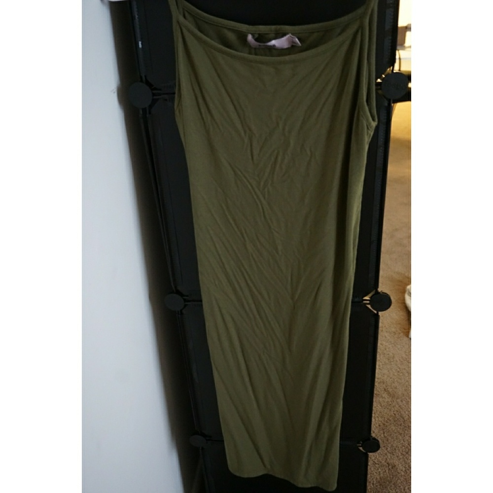 plain olive green maxi dress
