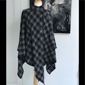 Grey & Black Wool Cape/Poncho