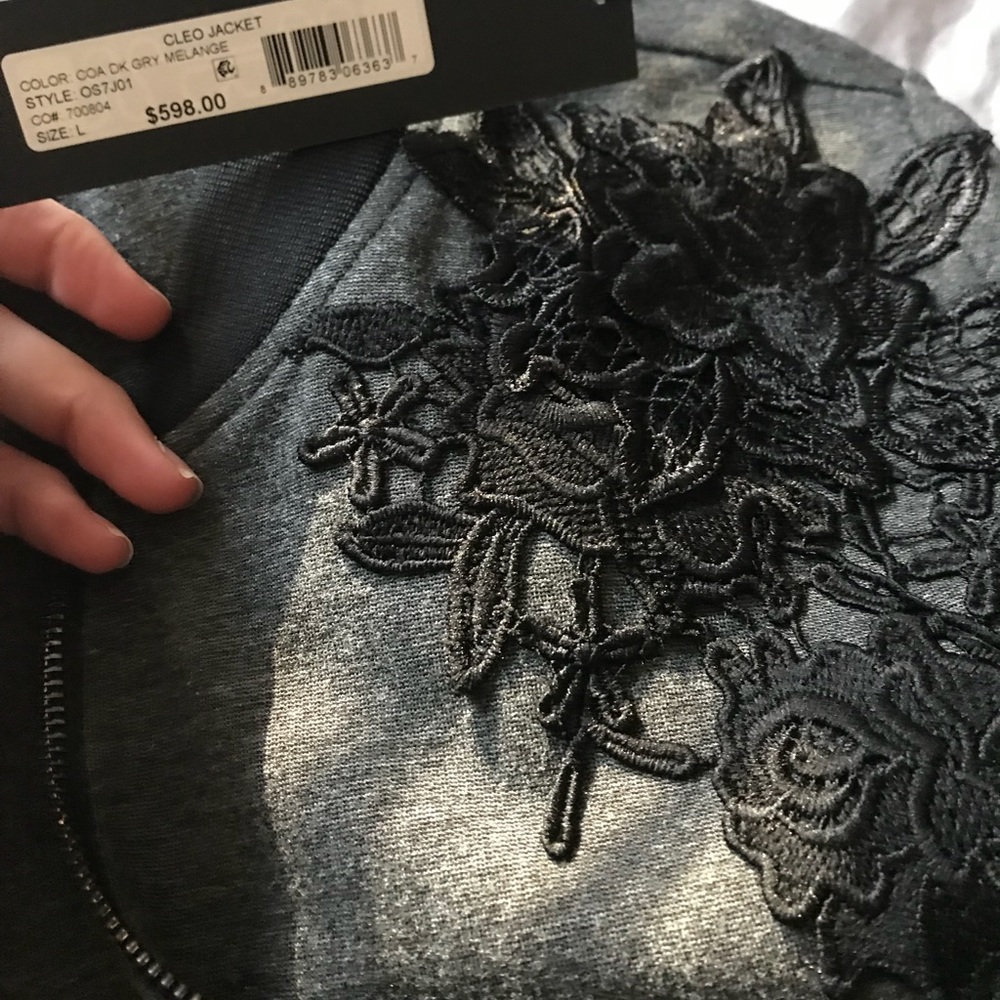 💎 Kobi Halpbern Gray Bomber Cleo Jacket - Picture 3 of 8