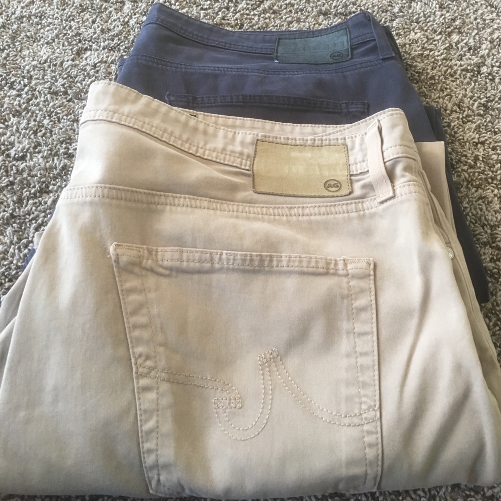 Blue and tan AG The Protege straight leg 38w/27L