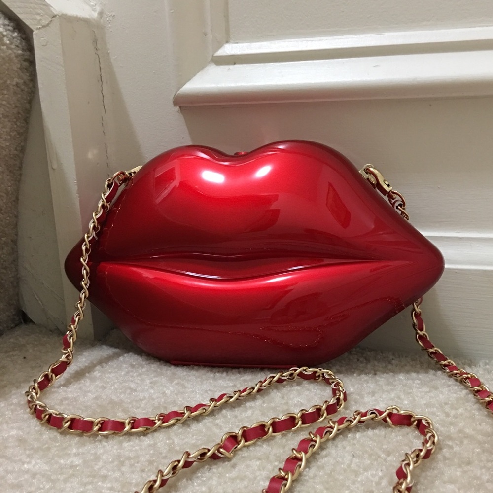Candy Apple Red Lips Acrylic Clutch