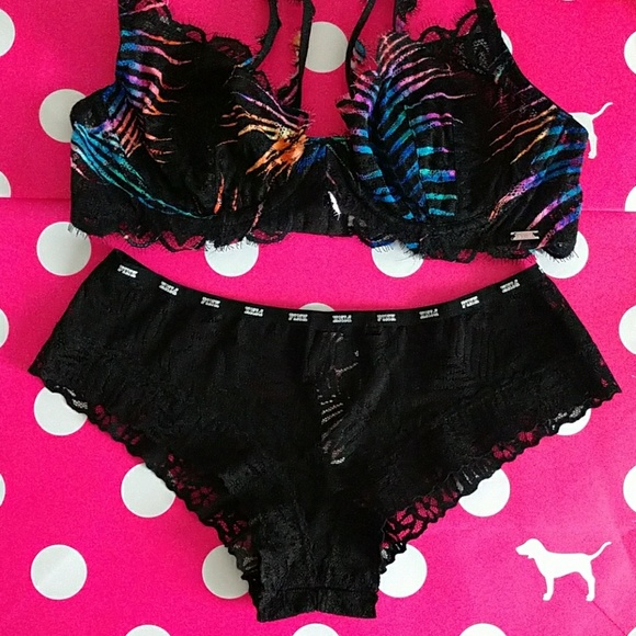 ❌Size 34B VS PINK UNLINED UNDERWIRE BRA & PANTY S - Picture 3 of 5