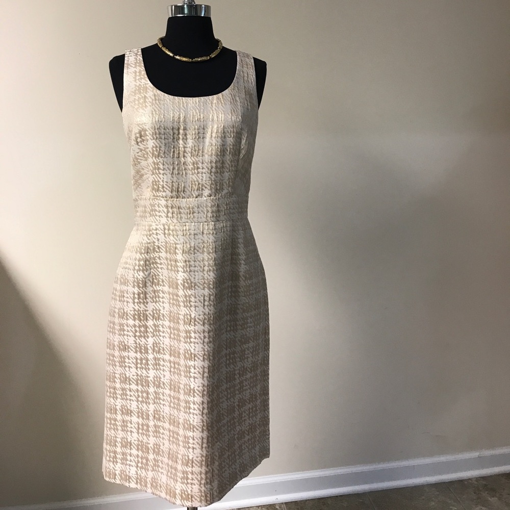 NWT Banana Republic Metallic Plaid Brocade Dress