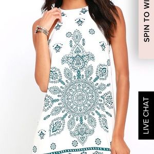 Lulu’s I Can Sea it Now Cream Print Dress