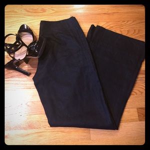 Black, high-rise linen-blend pants