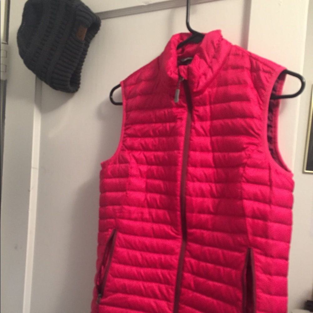 Hot pink Eddie Bauer vest!