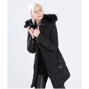 Zara long down anorak jacket