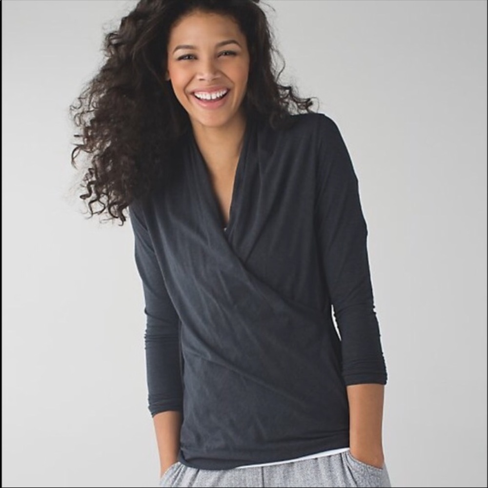 Lululemon long sleeve Radiant wrap-style shirt.