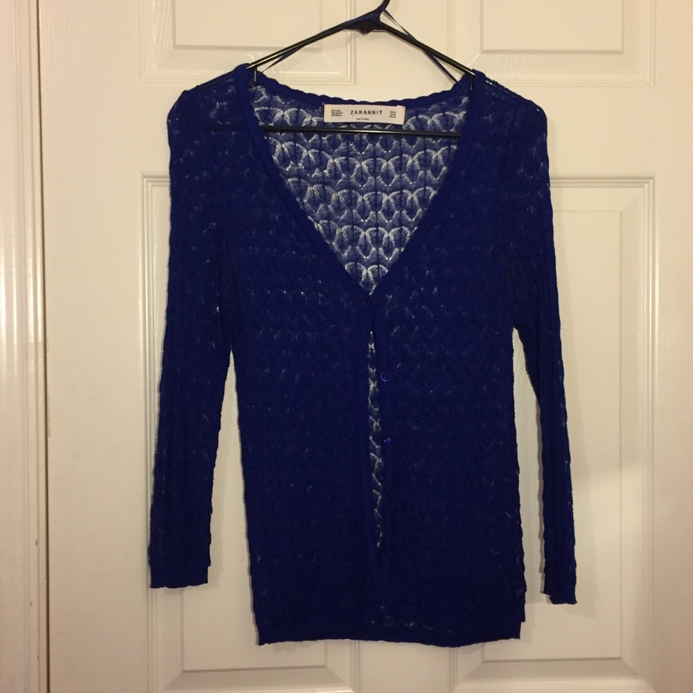 Zara cobalt knit cardigan