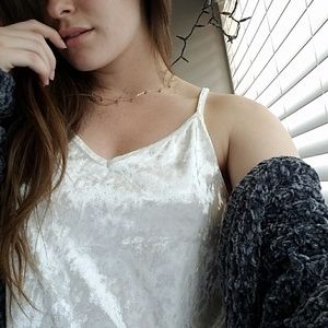 Semi-Crushed White Velvet Tank