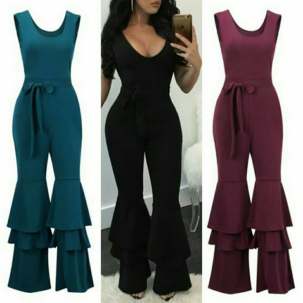 Ruffle bottom jumpsuit