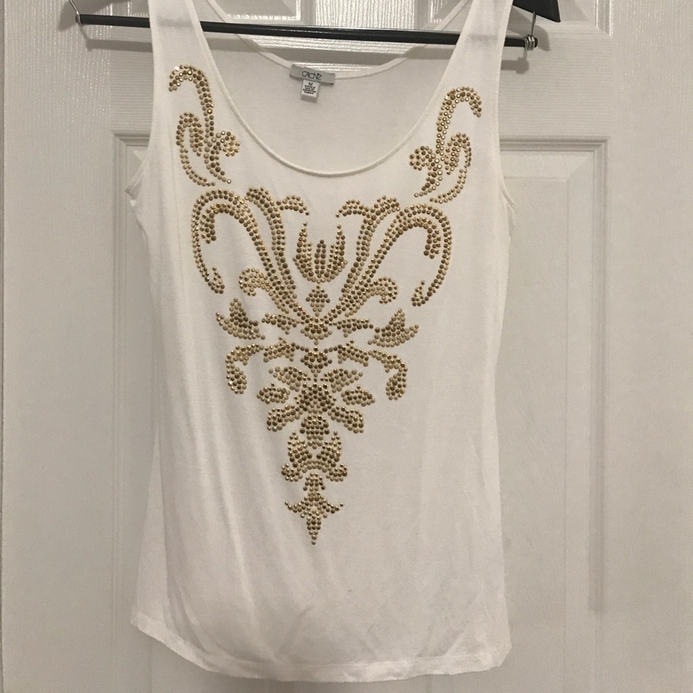 Cache gold studded tank top