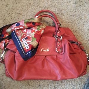 Coach leather orange medium sized handbag